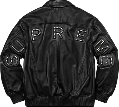 Supreme Studded Arc Logo Leather Jacket Black