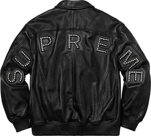 Supreme Studded Arc Logo Leather Jacket Black