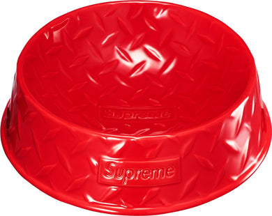 Supreme Diamond Plate Dog Bowl Red