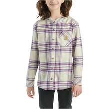 Carhartt Kids Long Sleeve Flannel Button Front Hooded Shirt Dark Purple