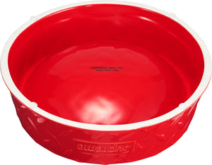 Supreme Diamond Plate Dog Bowl Red