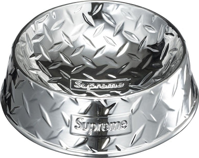 Supreme Diamond Plate Dog Bowl Sliver