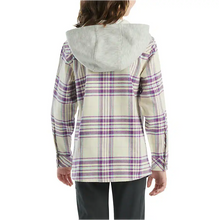 Carhartt Kids Long Sleeve Flannel Button Front Hooded Shirt Dark Purple
