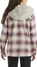 Carhartt Kids Long Sleeve Flannel Button Front Hooded Shirt Pink White