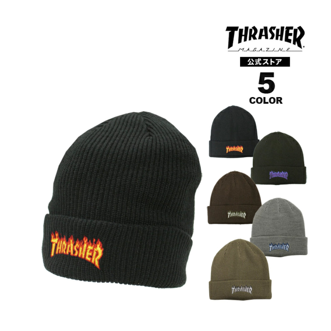 Thrasher Japan Flame Logo Rib Knit Beanie