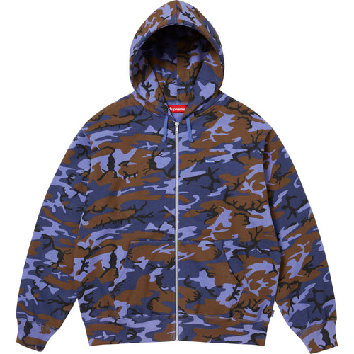Supreme SS25 Small Box Zip Up Hooded Sweatshirt Blue Camo