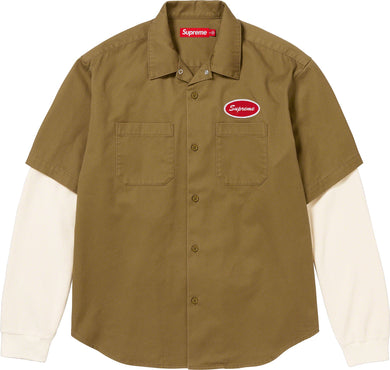 Supreme Thermal Sleeve Work Shirt Olive