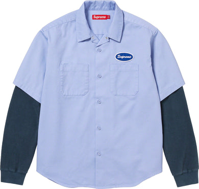 Supreme Thermal Sleeve Work Shirt Blue