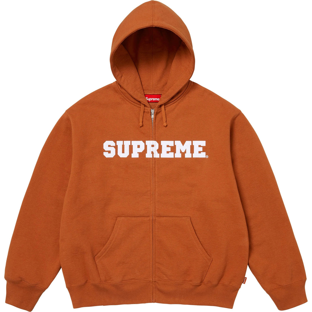 Supreme Collegiate Applique Zip Up Hooded Sweatshirt Rust