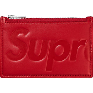 Supreme Leather Zip Card Holder Red