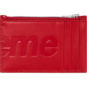 Supreme Leather Zip Card Holder Red