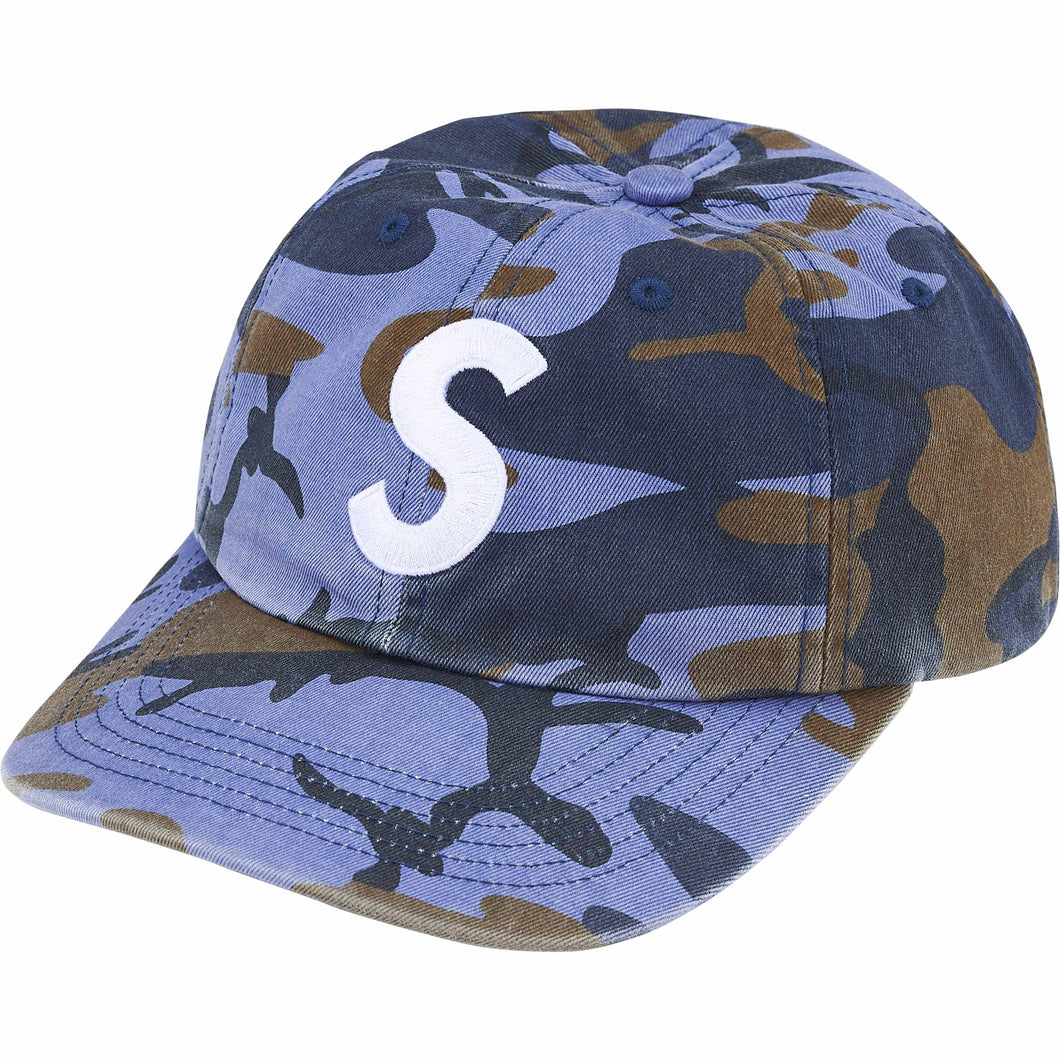 Supreme Pigment Coated S Logo 6 Panel Blue Camo