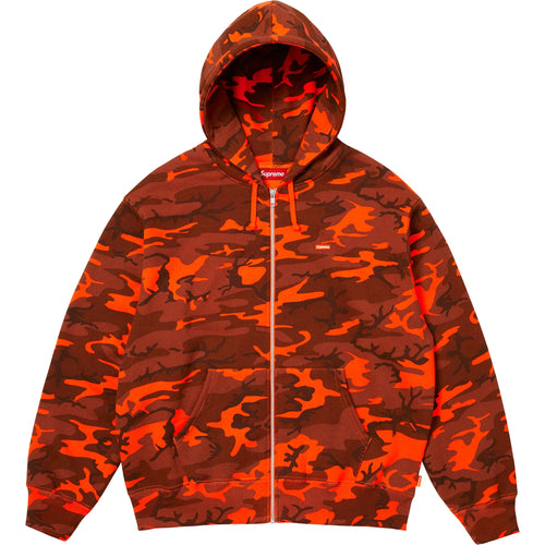 Supreme SS25 Small Box Zip Up Hooded Sweatshirt Bright Orange Camo