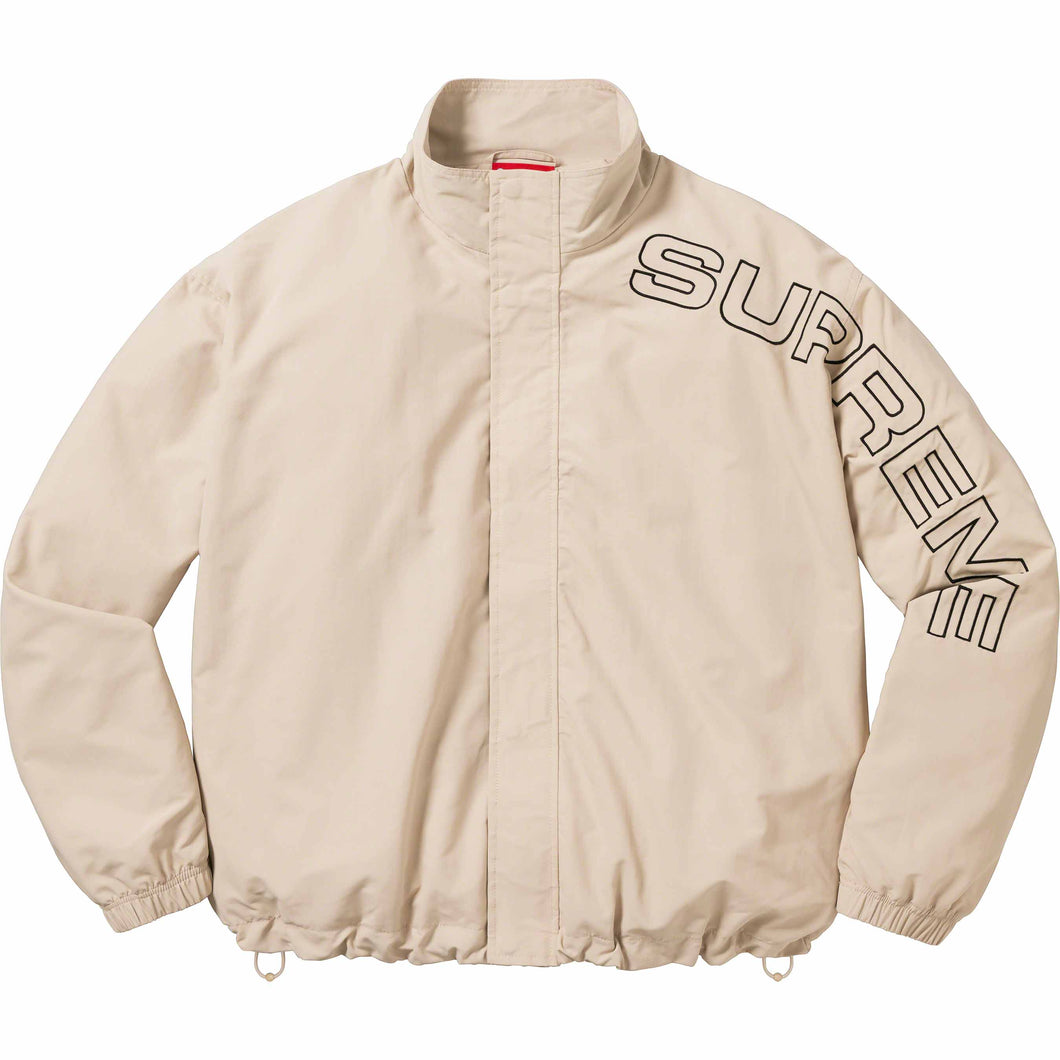 Spellout Embroidered Track Jacket Sand