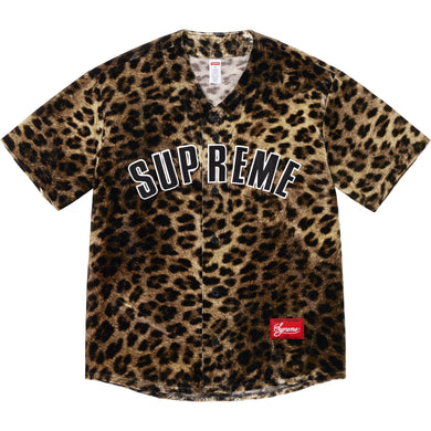 Supreme Velvet Baseball Jersey Leopard
