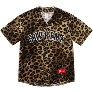 Supreme Velvet Baseball Jersey Leopard