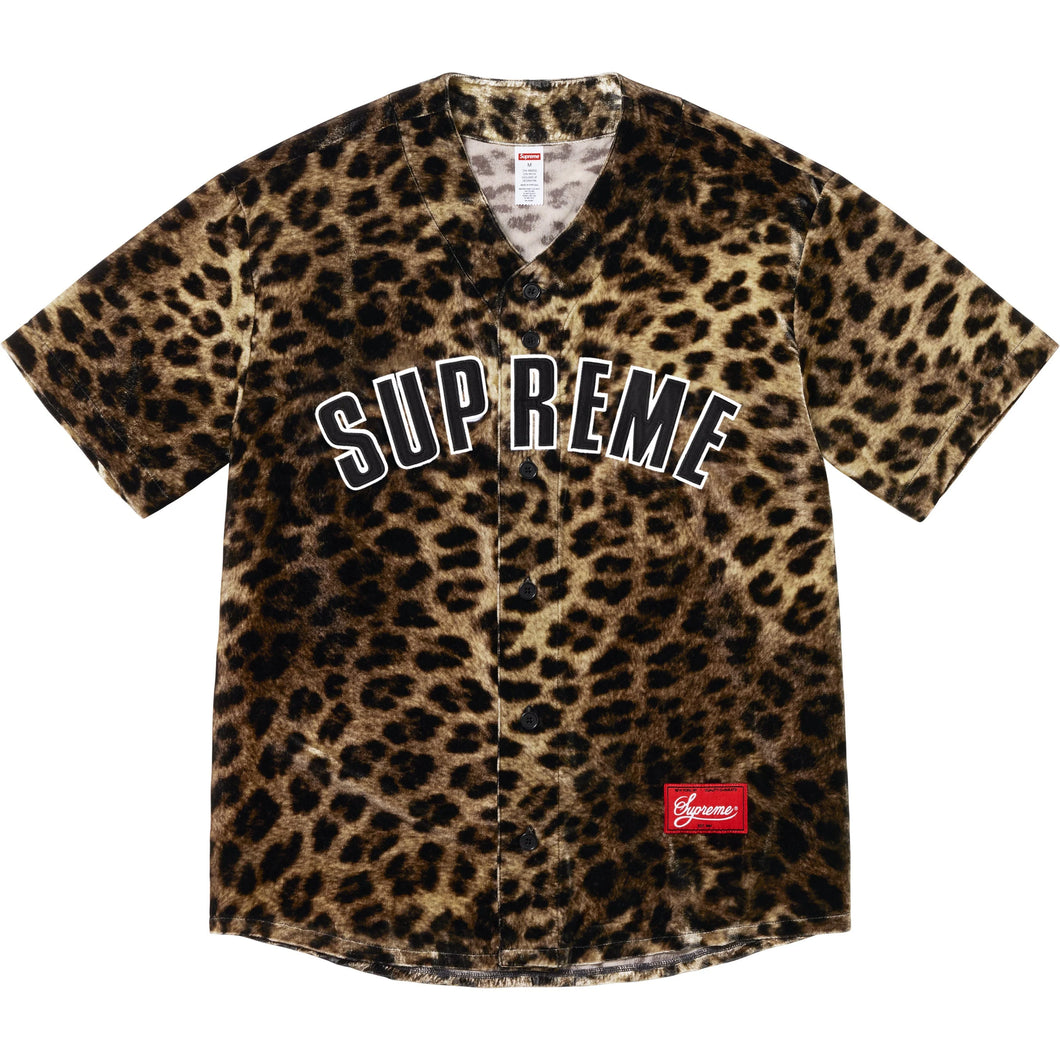 Supreme Velvet Baseball Jersey Leopard