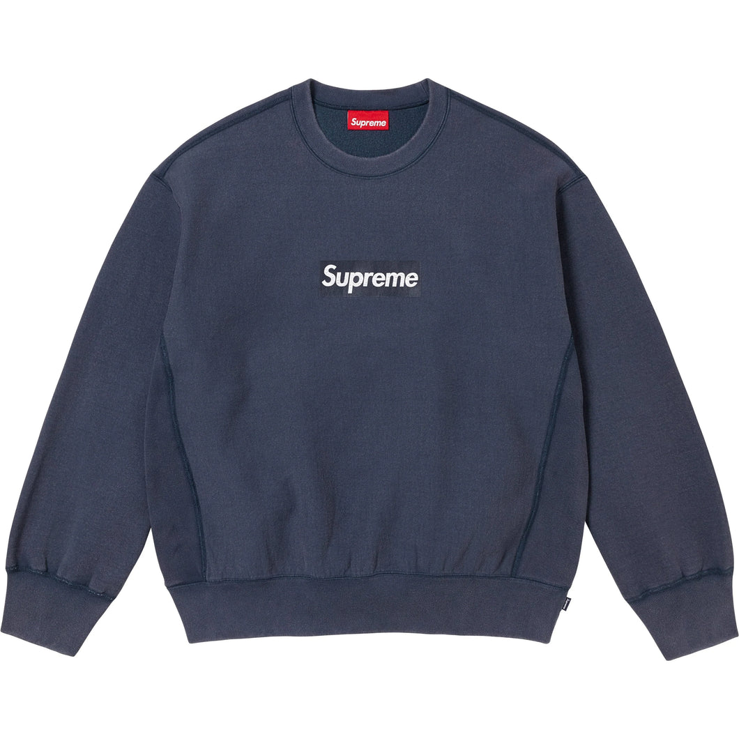 Supreme SS25 Washed Box Logo Crewneck Navy