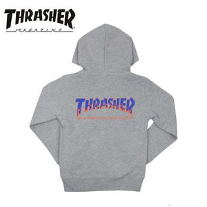 Thrasher Japan Kids BBQ Zip Up Hood Grey