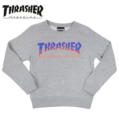 Thrasher Kids Japan Flame Crewneck Grey