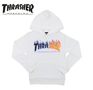 Thrasher Japan Kids Split Flame Logo Hooded Sweatshirt White