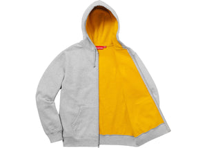 Supreme Contrast Zip Up Hooded Sweatshirt Heather Grey