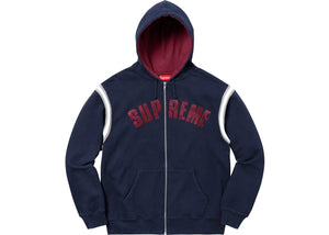 Supreme Jet Sleeve Zip Up Hooded Sweatshirt Navy