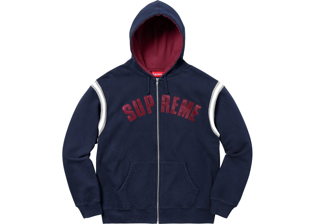 Supreme Jet Sleeve Zip Up Hooded Sweatshirt Navy