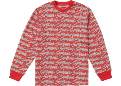 Signature Script Logo L/S Pocket Tee (Red)