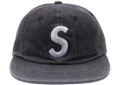 Supreme washed denim s logo 6 panel Black