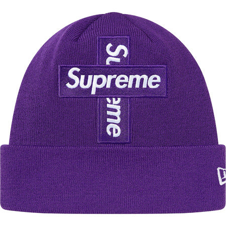 Supreme New Era Cross Box Logo Beanie Purple