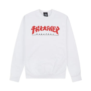 Thrasher Godzilla Crewneck White