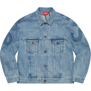 Supreme Inset Logo Denim Trucker Jacket Blue