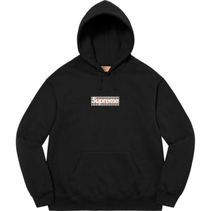 Supreme Burberry Box Logo Hooded Sweatshirt Black