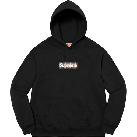 Supreme Burberry Box Logo Hooded Sweatshirt Black