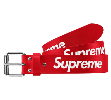 Supreme Repeat Leather Belt Red