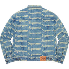 Supreme Frayed Logos Denim Trucker Jacket Blue